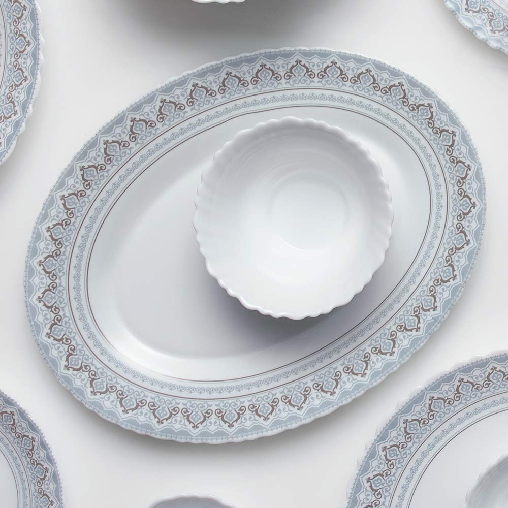 Larah by Borosil Classic Opalware Dinner Set, 33-Pieces, White