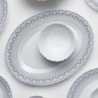 Larah by Borosil Classic Opalware Dinner Set, 33-Pieces, White