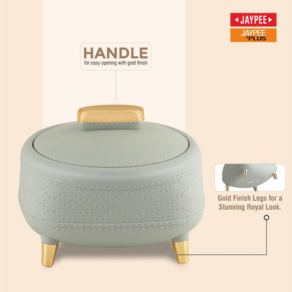 JAYPEE Kingston Stitched Leather Luxurious Outer & Inner Stainless Steel Casserole Set of 3 with Lid (1500+2000+2500) ml PUF Insulated Hot Box for Kitchen Roti Box Hot Pot Serving Casserole,White