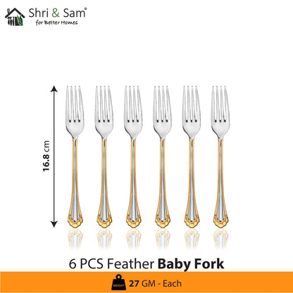 Shri & Sam Stainless Steel Feather Baby Fork, 6 Pieces