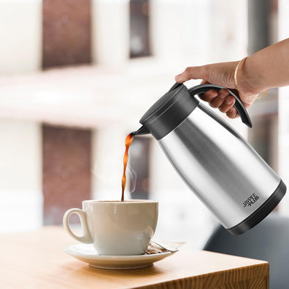 Jaypee Plus Elegant ISI Certified Stainless Steel Insulated Carafe 1000ml Kettle for Hot Tea, Coffee,Double Wall Heat & Cold Retention Cordless Easy Carry for Kitchen, Office,Outdoor,Restaurant,Silver