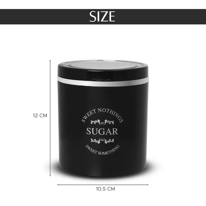 Jaypee Plus Classique 2 Airtight Tea coffee sugar container 750 ml Tea containers for kitchen I silicon rubber locking I kitchen container I Stackable I glossy finish I transparent Lid, Black