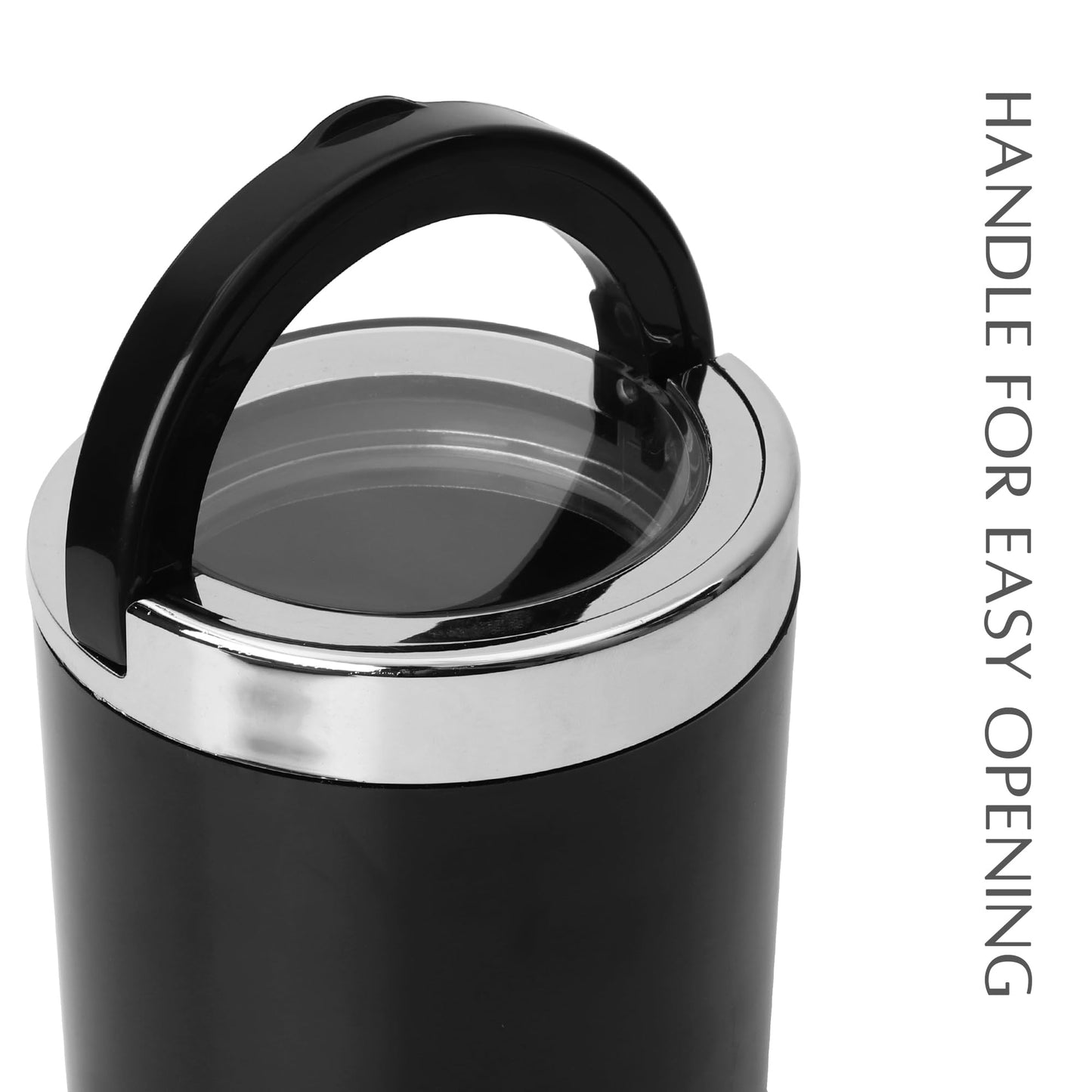 Jaypee Plus Classique 2 Tea Coffee Sugar Storage Container Set 750 ml Airtight Plastic canisters Tea containers for kitchen | Silicon rubber lock Stackable glossy finish transparent Lid, Black