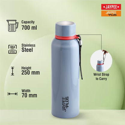 Jaypee Plus Alpha Vaccum Insulated Double Wall Thermosteel Flask 1000 ml Water Bottle ISI Certified 24 Hours Hot and Cold Water Bottle for School,Office,Gym, Leakproof, Rustproof Steel Bottle,Black
