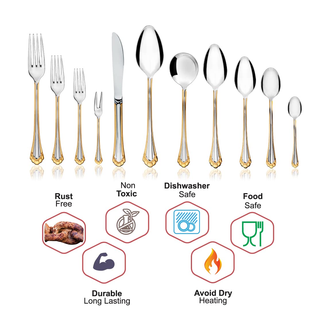Shri & Sam Stainless Steel Feather Baby Fork, 6 Pieces
