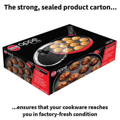 Hawkins Nonstick Appe Pan with Glass Lid, 12 Cups, Diameter 20 cm, Black , Cast Aluminium, Red (NAPE20G)