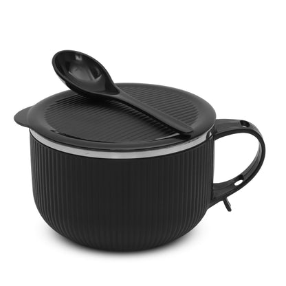 Jaypee Plus Stainless Steel Soup Bowl with Lid & Spoon Holder Souptok, Maggi Bowl Noodles Pasta Bowl, Mug for Milk, Best Diwali Gift, Mug for Kids, Girls, Boys, Birthday, Ivory 700 ml