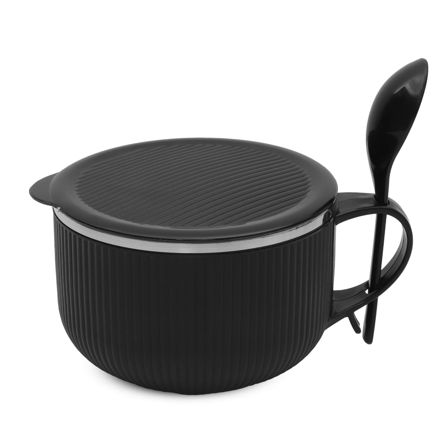 Jaypee Plus Stainless Steel Soup Bowl with Lid & Spoon Holder Souptok, Maggi Bowl Noodles Pasta Bowl, Mug for Milk, Best Diwali Gift, Mug for Kids, Girls, Boys, Birthday, Ivory 700 ml
