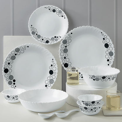 Larah by Borosil Luna Silk Series Opalware Dinner Set | 35 Pieces for Family of 6 | Microwave & Dishwasher Safe | Bone-Ash Free | Crockery Set for Dining & Gifting | Plates & Bowls | White