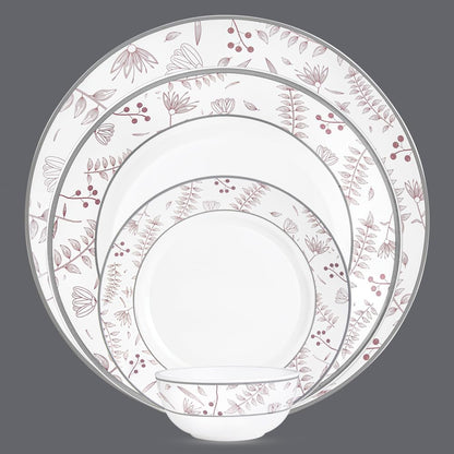 Larah by Borosil Premia Series Grandeur Opalware Dinner Set | 37 Piece for Family of 6 | Microwave & Dishwasher Safe | Bone-Ash Free | Crockery Set for Dining & Gifting | Plates & Bowls | White