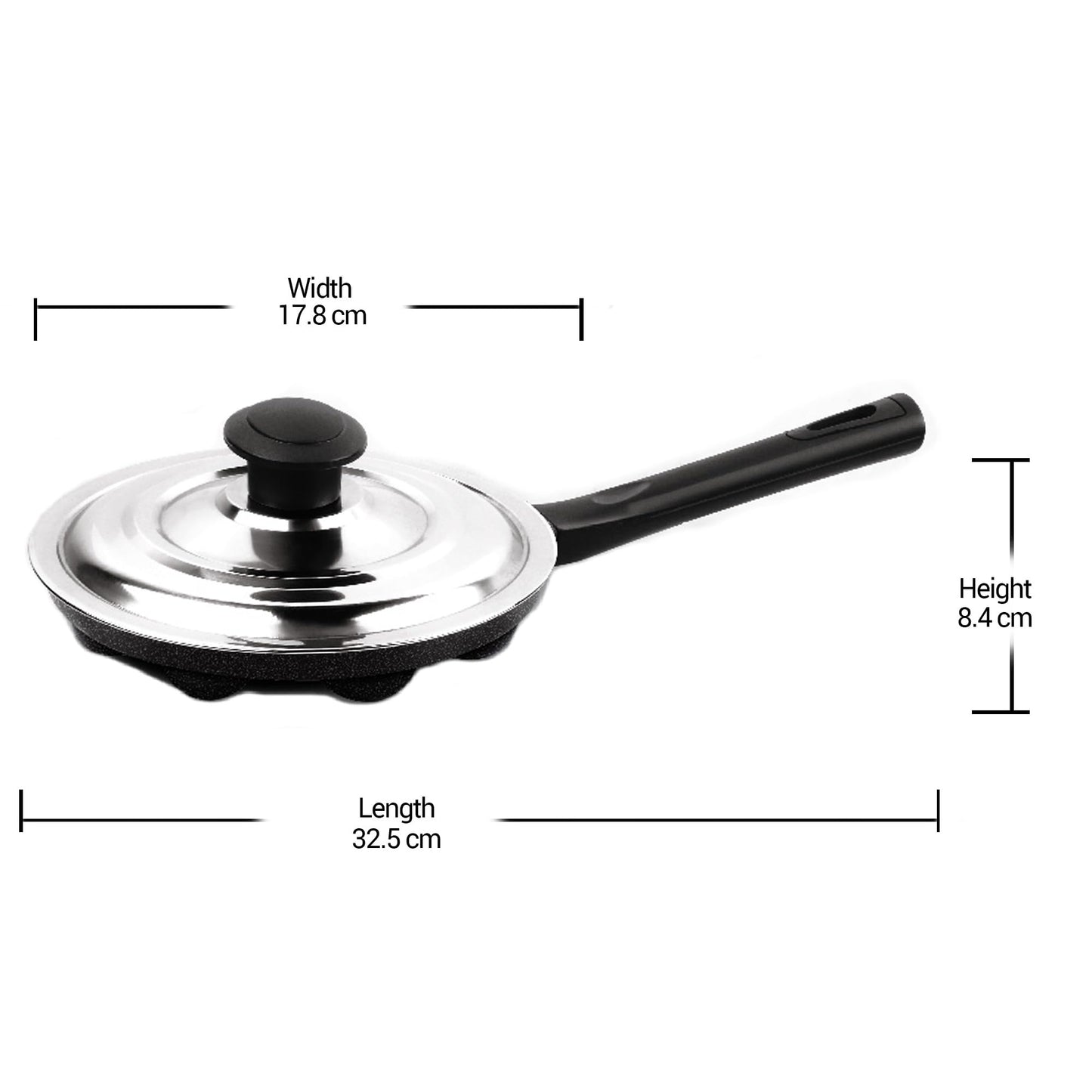 Milton Pro Cook Induction Cookware & Gas Stove Friendly Hard Anodized Non-Stick Fry Pan 26 cm/2.2 Litre | Stainless Steel Lid Fry Pan for Stir-Fry | Omelette Pan | Fish Frypan | 3 Year Warranty