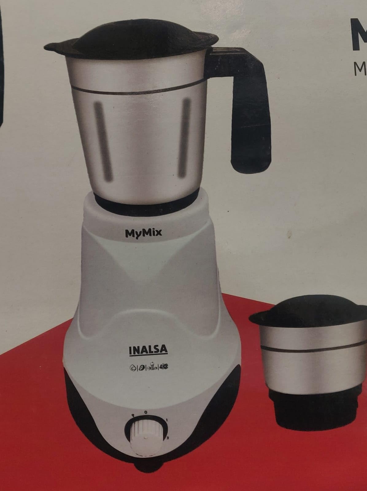 INALSA Mixer Grinder MyMix 450 W | 2 Stainless Steel Jars| 3 Speeds with Pulse Function| Overload Protection| Heavy Duty Blades| 1 Year Warranty (white/Black)