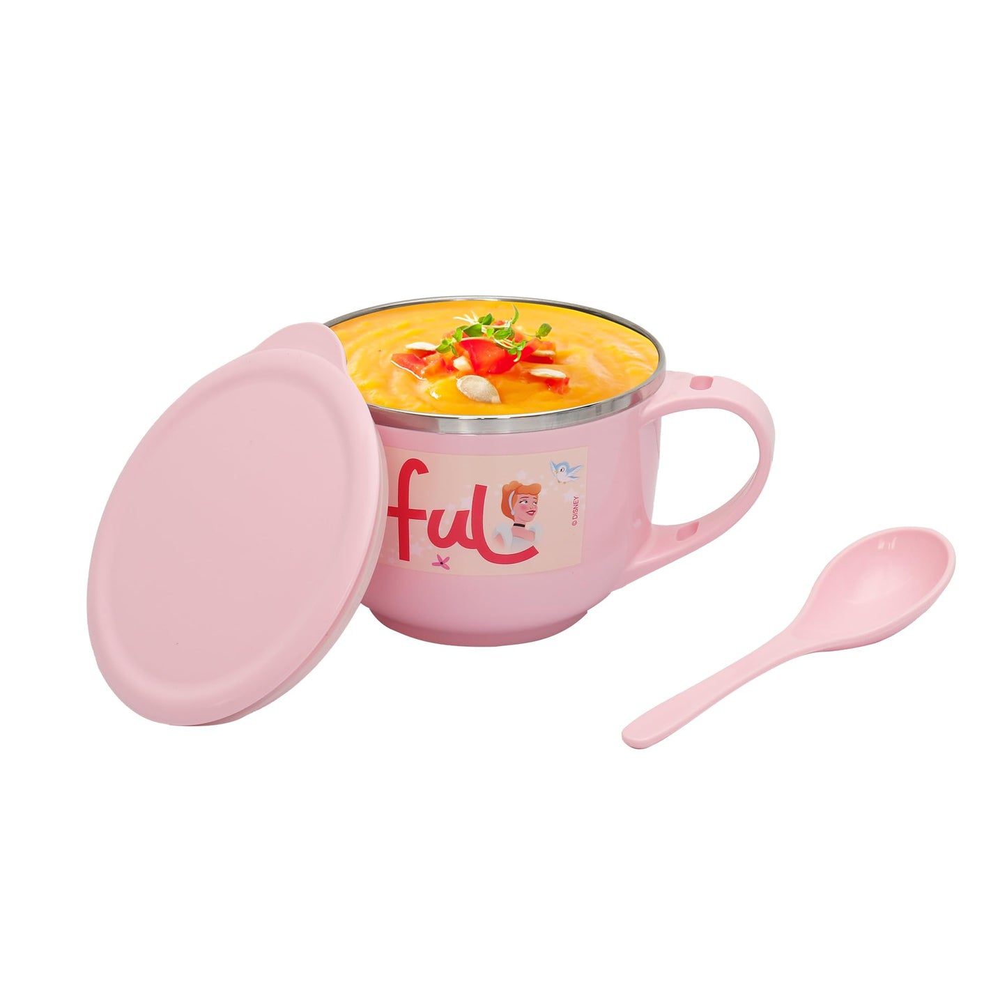 Jaypee Plus Stainless Steel Soup Bowl with Lid & Spoon Holder Souptok, Maggi Bowl Noodles Pasta Bowl, Mug for Milk, Best Diwali Gift, Mug for Kids, Girls, Boys, Birthday, Ivory 700 ml