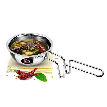 MILTON Pro cook Induction Cookware & Gas Stove Friendly Triply Stainless Steel Tadka Pan 12 cm | 370 ml Capacity | Frying Dal & Spices | Long Handle | Smooth Finish | 3 Year Warranty
