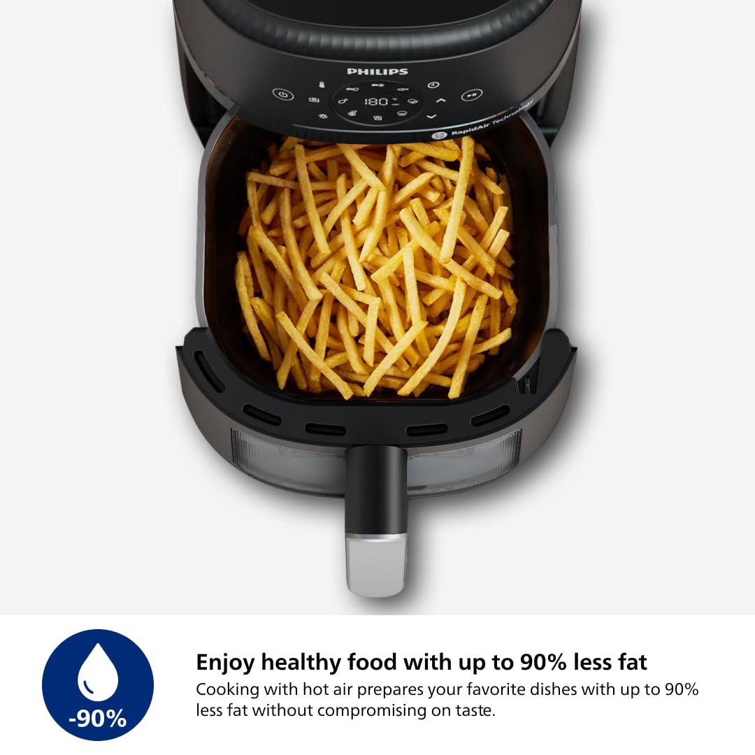 Philips 2000 Series Airfryer - 4.2L Capacity, RapidAir Technology, 13-in-1 Presets, Touchscreen Control, Cooking Window, Up to 90% Less Fat (NA221/00)