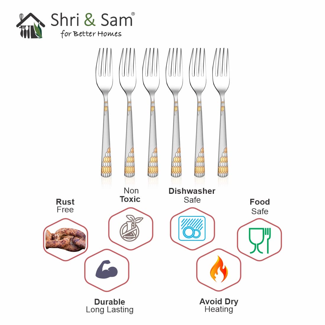 Shri & Sam Stainless Steel Lavish Baby Fork,6 Pieces