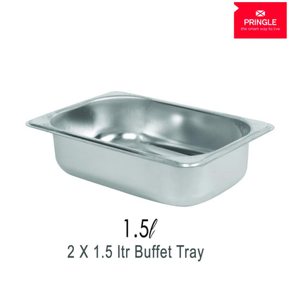 Pringle FW1803 4.5 Litre Electric Food Warmer Cum Buffet Server with 3 Pans (3x1.5 L, Silver) (4.5L Food Warmer)