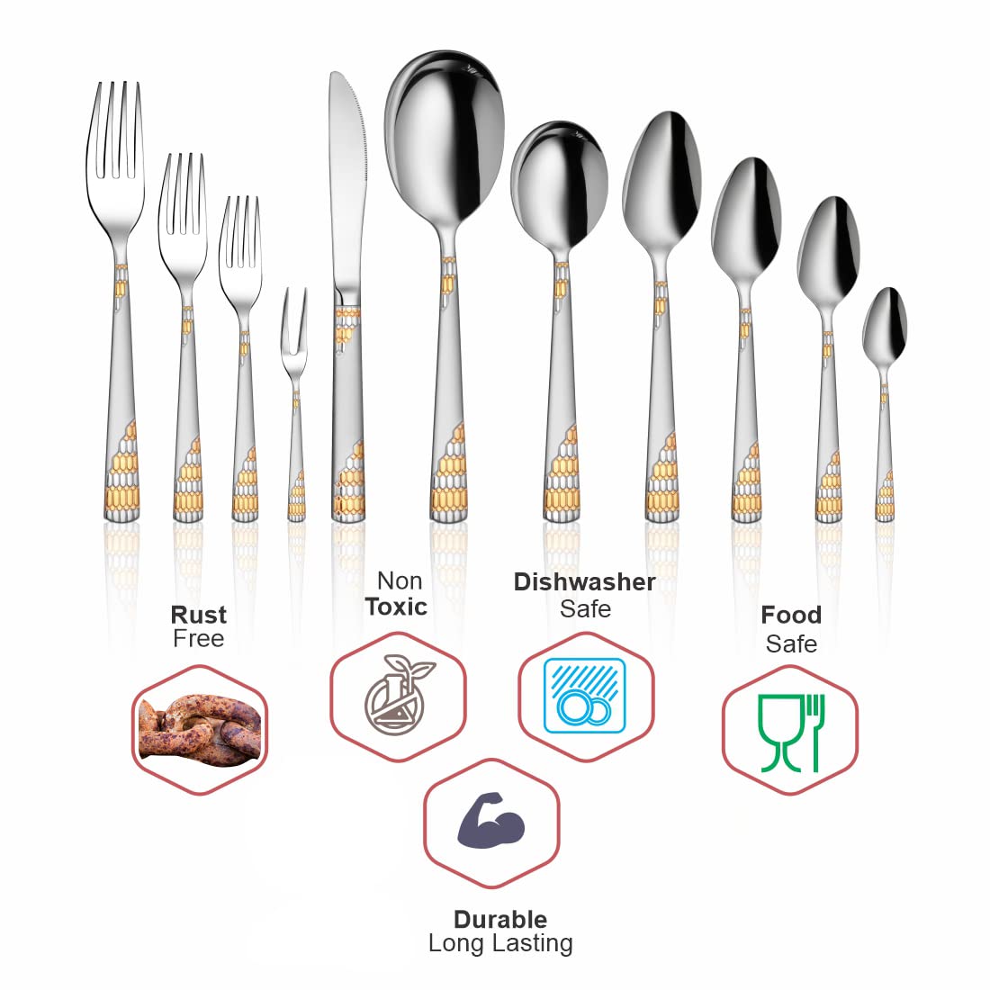 Shri & Sam Lavish Stainless Steel Dinner Fork Set, 6 Pieces, Silver