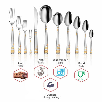 Shri & Sam Lavish Stainless Steel Dinner Fork Set, 6 Pieces, Silver
