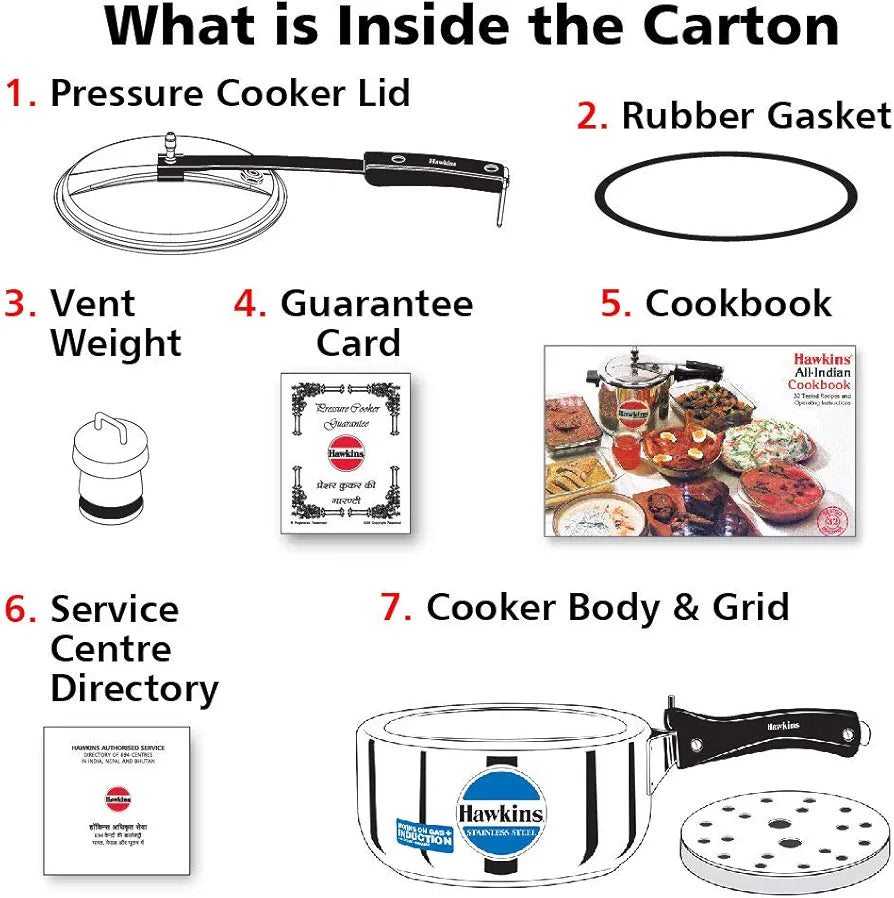 Hawkins 3 Litre Inner Lid Pressure Cooker, Stainless Steel Cooker, Induction Cooker, Silver 