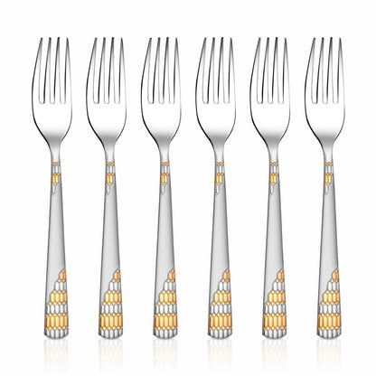 Shri & Sam Lavish Stainless Steel Dinner Fork Set, 6 Pieces, Silver