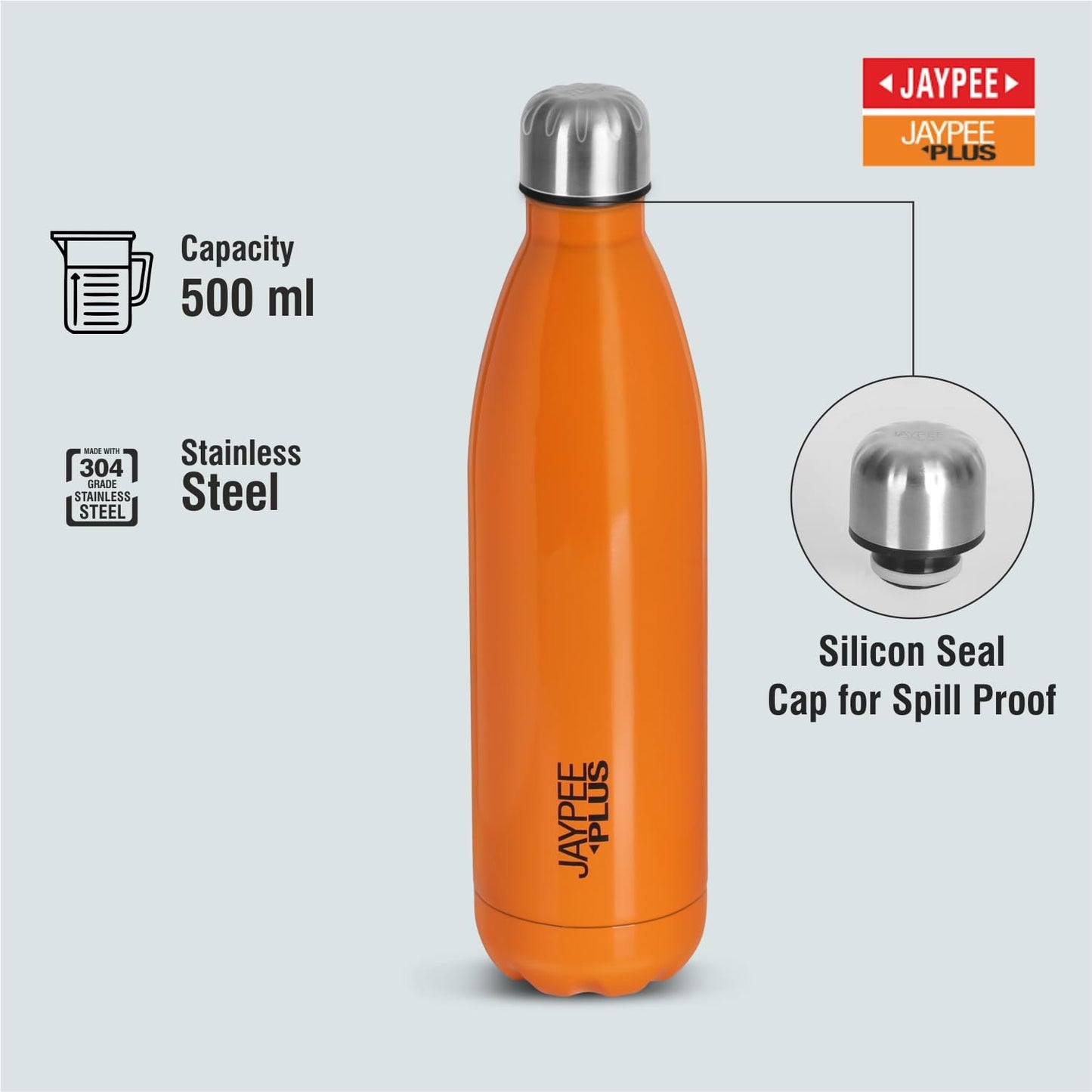 Jaypee Plus Alpha Vaccum Insulated Double Wall Thermosteel Flask 1000 ml Water Bottle ISI Certified 24 Hours Hot and Cold Water Bottle for School,Office,Gym, Leakproof, Rustproof Steel Bottle,Black