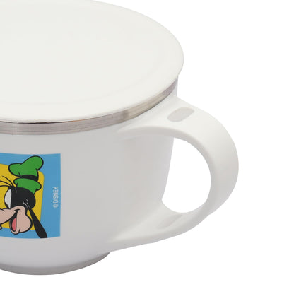 Jaypee Plus Stainless Steel Soup Bowl with Lid & Spoon Holder Souptok, Maggi Bowl Noodles Pasta Bowl, Mug for Milk, Best Diwali Gift, Mug for Kids, Girls, Boys, Birthday, Ivory 700 ml