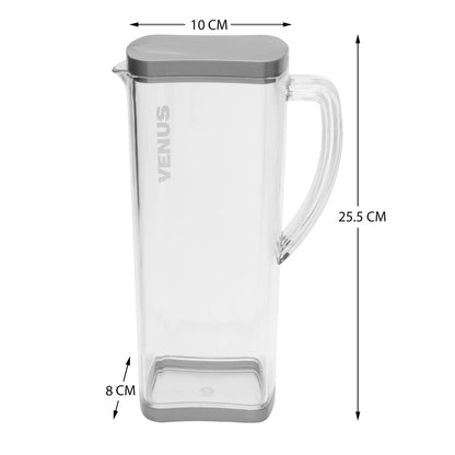 Jaypee Plus Venus Unbreakable Water Jug 1.65 Litre Easy Pour Spout & Strong Handle |Wide Mouth BPA Free Food Grade Transparent Multipurpose Jug for Milk, Juice, Beverage, Lassi, Cocktail, Silver