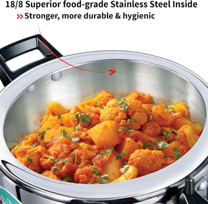 Hawkins 3.5 Litre Triply Stainless Steel Pressure Cooker, Inner Lid Cooker, Silver 
