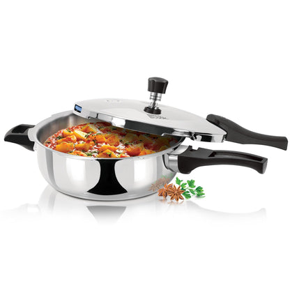 Milton Pro Cook Induction Cookware & Gas Stove Friendly Triply Stainless Steel Pressure Cooker 4.5 Litre | Outer Lid | Deep Fry Pan | ISI Certified | 100% Toxin-Free | Durable | 5Y Warranty | Silver