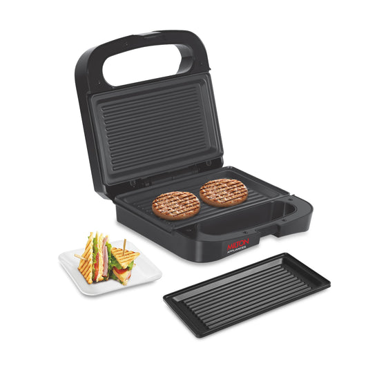 Milton Grill Toaster Machine HSG022 Grill Sandwich Maker, Sandwich Griller and Toaster, 750 Watt Sandwich maker Electric Griller for Home, Auto Cut off, 2 Year Warranty, Black