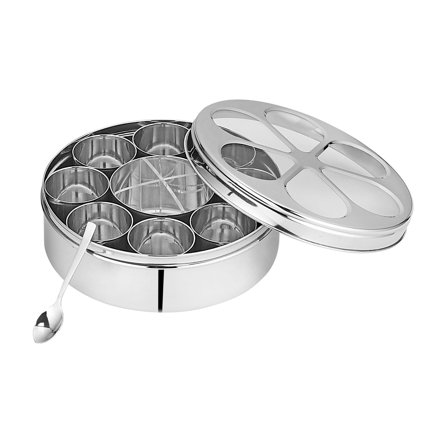 Chakmak Excel Masala Dabba | Stainless Steel Spice Box with 12 Compartments | BIg | Masala Box With See Through Lid