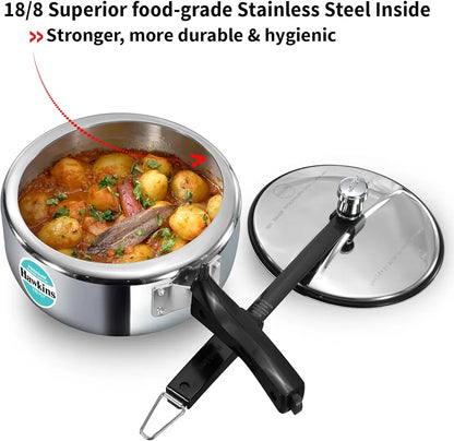Hawkins 3 Litre Tri-Ply Pressure Cooker cum Pan, Triply Stainless Steel Inner Lid Cooker, Pan, Silver 