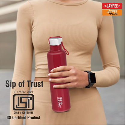 Jaypee Plus Alpha Vaccum Insulated Double Wall Thermosteel Flask 1000 ml Water Bottle ISI Certified 24 Hours Hot and Cold Water Bottle for School,Office,Gym, Leakproof, Rustproof Steel Bottle,Black