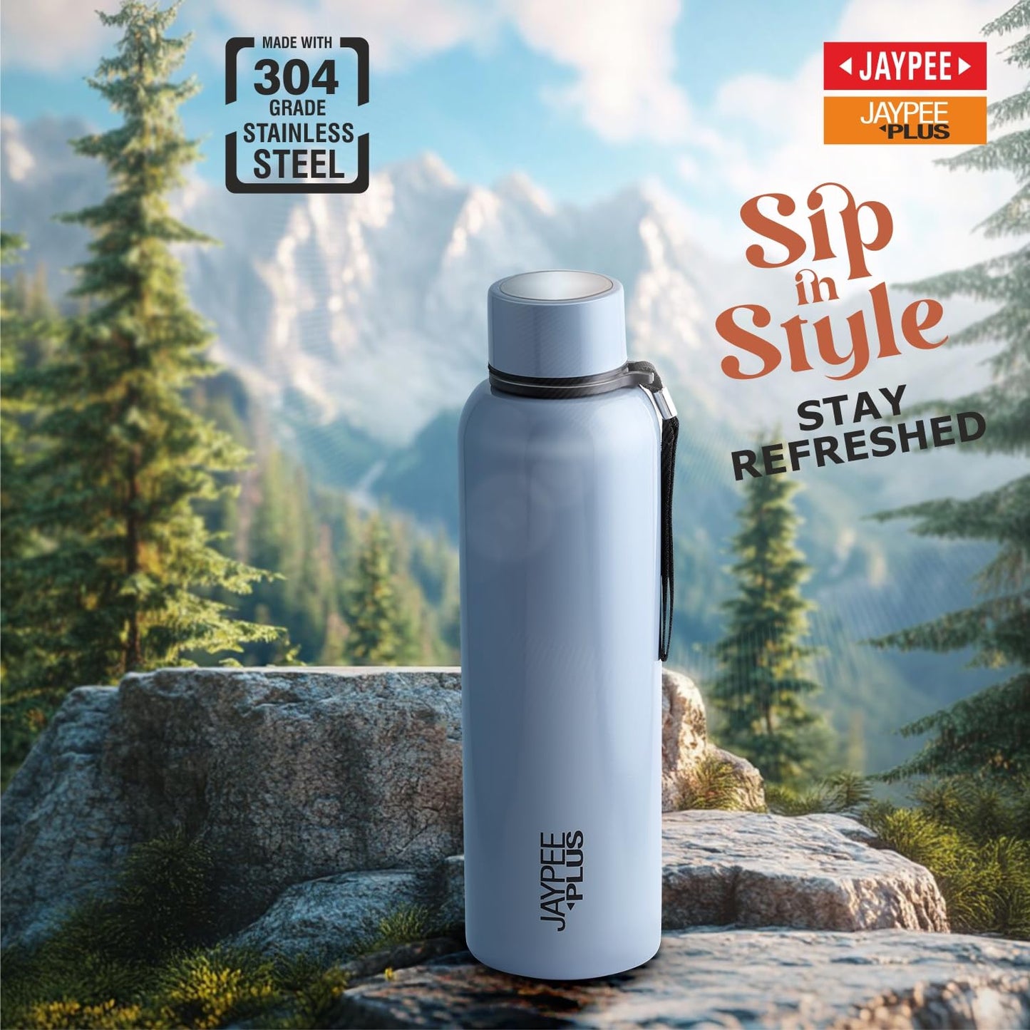 Jaypee Plus Alpha Vaccum Insulated Double Wall Thermosteel Flask 1000 ml Water Bottle ISI Certified 24 Hours Hot and Cold Water Bottle for School,Office,Gym, Leakproof, Rustproof Steel Bottle,Black