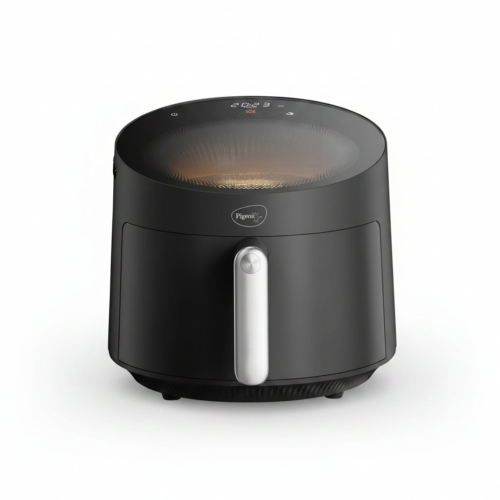 Pigeon By Stovekraft STELLAR Air Fryer Large 5.5L | 1500W BLADELESS Airfryer | Unique See Through Top View Glass | 360 Airwhirl Technology | Digital Touchscreen | 8 PRESETS Menu | Shake Feature, Black