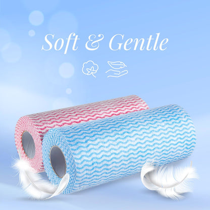 Origami Non Woven Reusable & Washable Kitchen Towel Roll | Ultra Absorbent, Antimicrobial & Anti Odour Wipes for Spotless Cleaning | Quick Dry Multi Purpose Tissues (80 Wipes Per Roll, 160 Sheets)