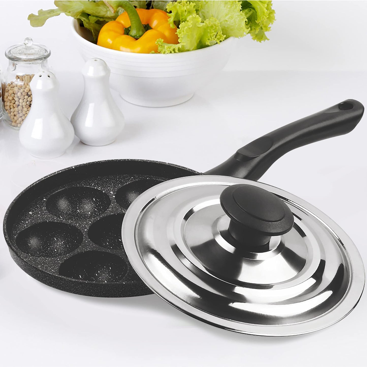 Milton Pro Cook Induction Cookware & Gas Stove Friendly Hard Anodized Non-Stick Fry Pan 26 cm/2.2 Litre | Stainless Steel Lid Fry Pan for Stir-Fry | Omelette Pan | Fish Frypan | 3 Year Warranty