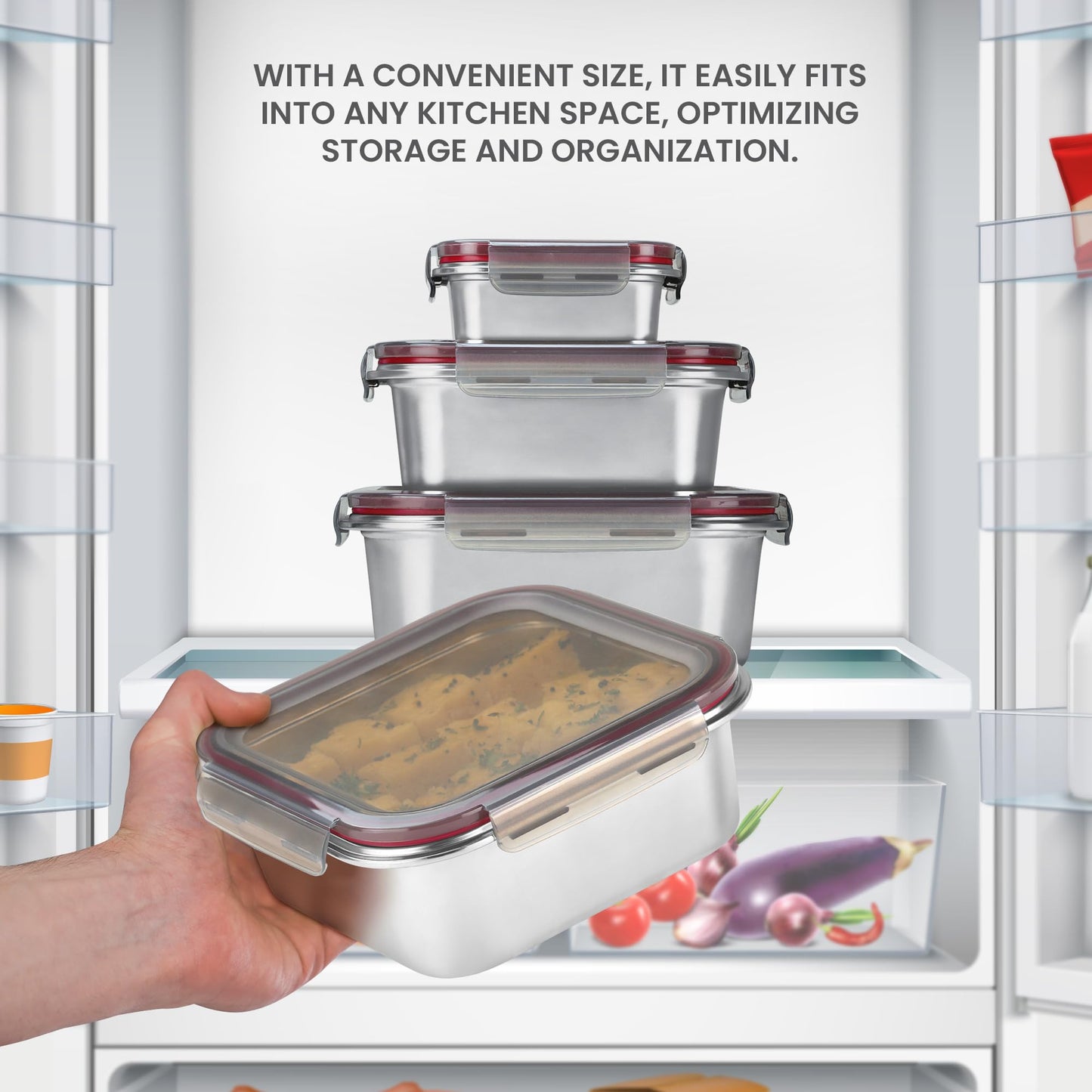 MILTON New Modulo Steel Square 1500 Container with lock lid|Airtight & Leakproof|Microwave & Oven safe| Light Weight | School, Office or Picnic use, 1440 ml, Silver