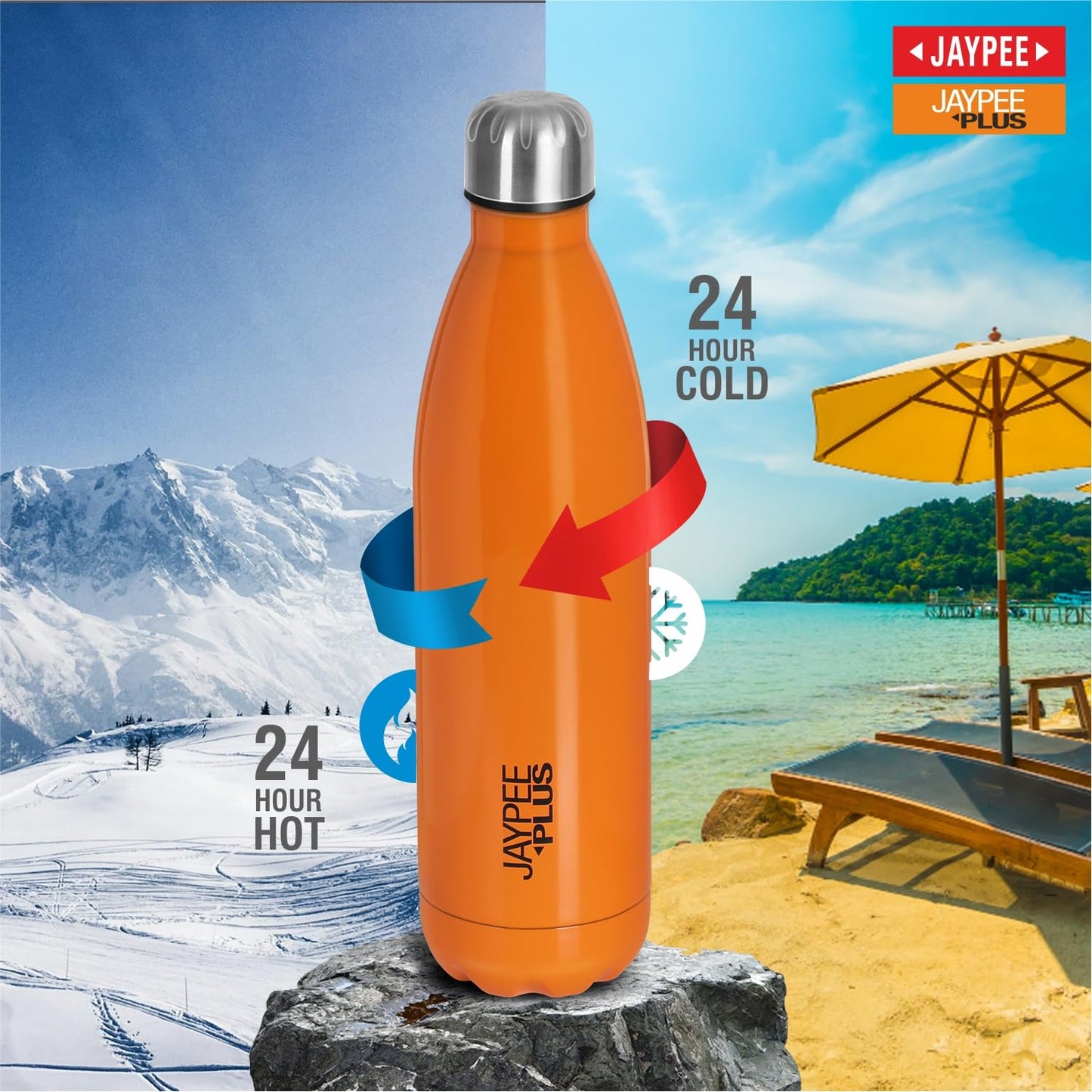 Jaypee Plus Alpha Vaccum Insulated Double Wall Thermosteel Flask 1000 ml Water Bottle ISI Certified 24 Hours Hot and Cold Water Bottle for School,Office,Gym, Leakproof, Rustproof Steel Bottle,Black