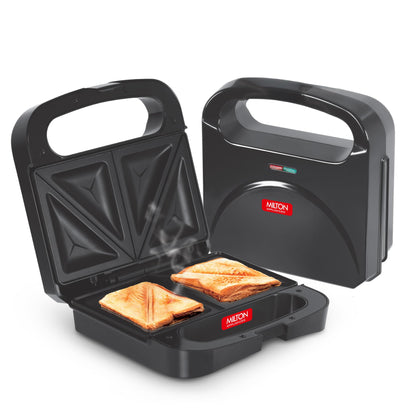Milton Sandwich Maker HSM011, Sandwich Griller and Toaster, 750 Watt Sandwich Maker Electric Griller for Home, Non Stick Coated Dual Grill Sandwich Plates for Sandwiches, 2 Year Warranty, Black