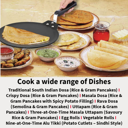 FUTURA Hawkins 30 cm Dosa Tava, Non Stick Dosa Tawa, Induction Dosa Tawa, Black (INDT30)