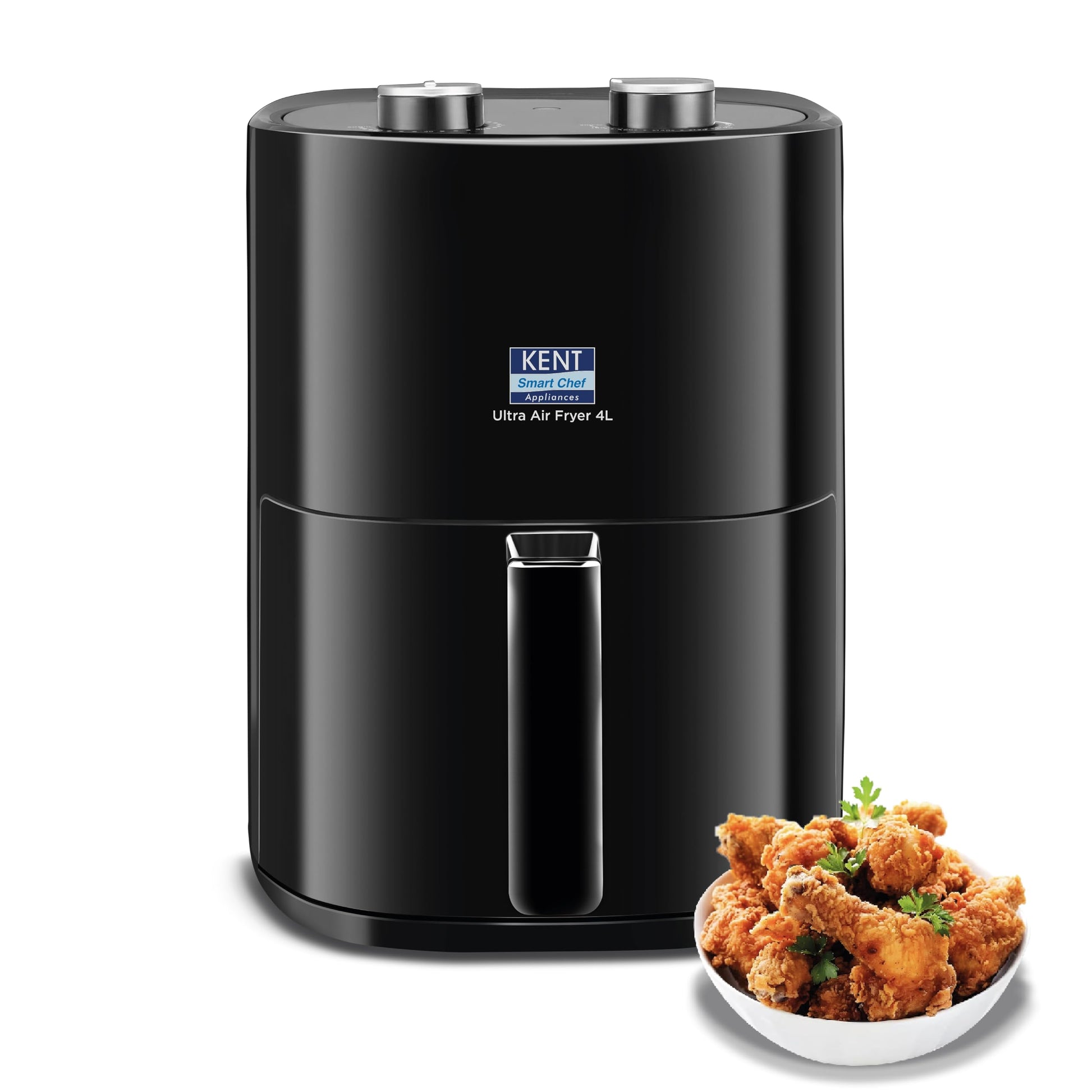 KENT Digi Plus Air Fryer | 4L Capacity & 1300W | Fry, Grill, Roast & Bake | Digital Display & Touch Control Panel | Rapid Heating | 80% Less Oil Usage | High Temperature & Uniform Heating | Black
