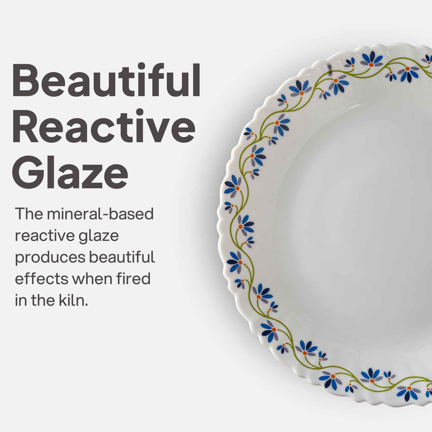 Cello Opalware Dazzle Series Morning Glory Dinner Set, 35 Units | Opal Glass Crockery for 6 | Microwave & Dishwasher Safe | Light-Weight & Thermal Resistant | Crockery Set for Dining & Gifting