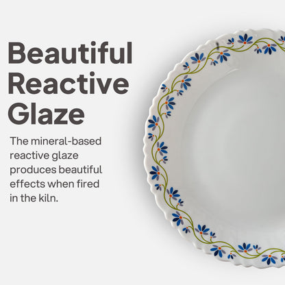 Cello Opalware Dazzle Series Morning Glory Dinner Set, 35 Units | Opal Glass Crockery for 6 | Microwave & Dishwasher Safe | Light-Weight & Thermal Resistant | Crockery Set for Dining & Gifting