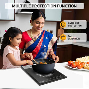 Milton Euroline Elio 16.0 Portable 1600 W Induction Cooktop | LED Display Panel, 5KV Surge Protection | Timer & Preset Menu Functions | Soft Touch Buttons | Fast Cooking | 3-Year Warranty on Coil