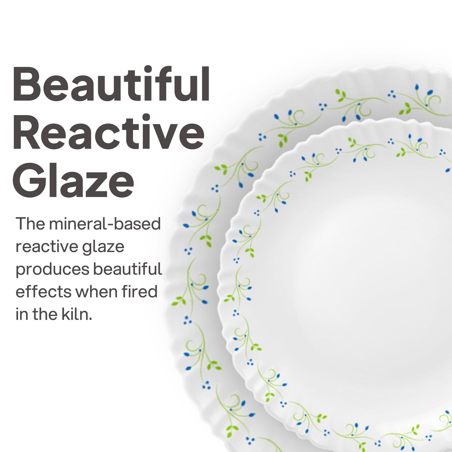CELLO Tropical Lagoon Dazzle Series Opalware Dinner Set of 18 Pieces For Family of 6 | Bone-Ash Free & Leadfree Opal Glass, Microwave & Dishwasher Safe Plates & Bowls Crockery Set For Dining & Gifting