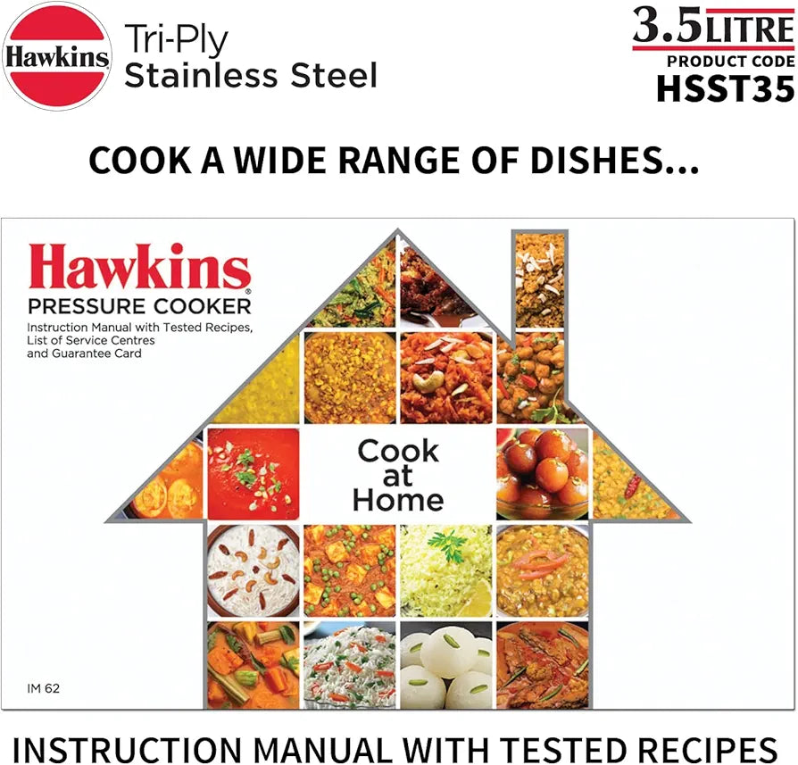 Hawkins 3.5 Litre Triply Stainless Steel Pressure Cooker, Inner Lid Cooker, Silver 