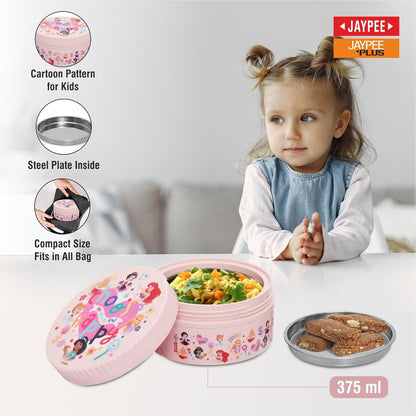 JAYPEE Unimunch PU Insulated Inner Stainless Steel Lunch Box with Steel Dish | Spillproof Ideal for Snacks| Easy to Carry Non Toxic |Safe for Storing Food,375 ml, Pink