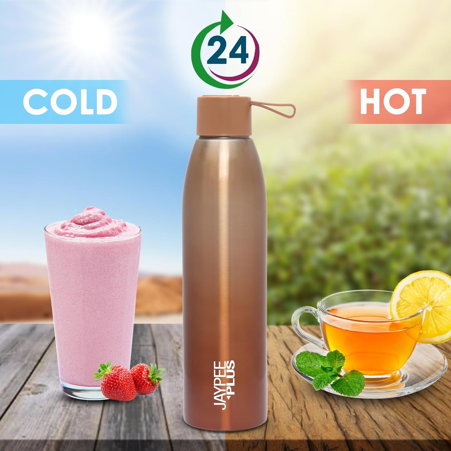 Jaypee Plus Victor ISI Certified Vaccum Insulated Thermosteel 900 ml Water Bottle 24 Hours Hot and Cold Double Walled Anti Skid Rustproof Leakproof Bottle for Office, School, Gym, Trekking,Brown